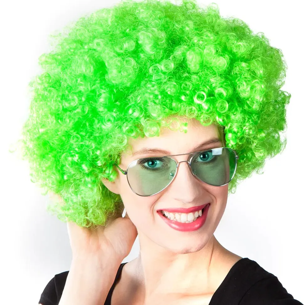 PERRUQUE AFRO GROOVE CHEVEUX BOUCLÉS VERT ADULTE