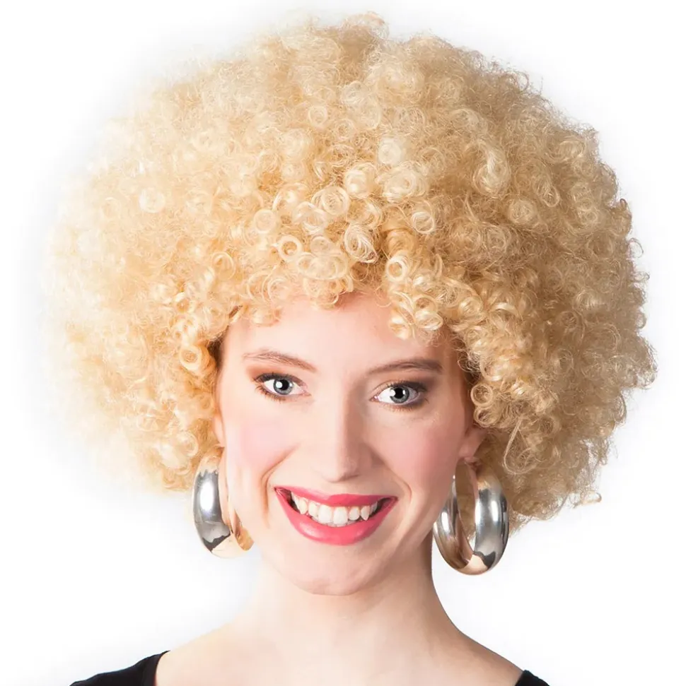PERRUQUE AFRO GROOVE CHEVEUX BOUCLÉS BLOND ADULTE