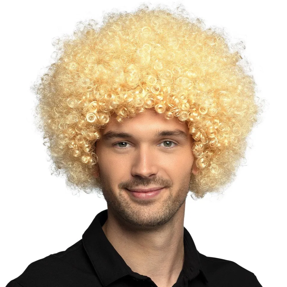PERRUQUE AFRO GROOVE CHEVEUX BOUCLÉS BLOND ADULTE