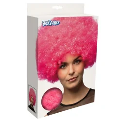 PERRUQUE AFRO GROOVE CHEVEUX BOUCLÉS ROSE ADULTE