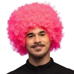 PERRUQUE AFRO GROOVE CHEVEUX BOUCLÉS ROSE ADULTE