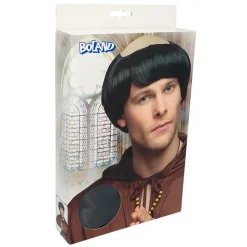 PERRUQUE CALVITIE CHEVEUX NOIR MOINE HOMME