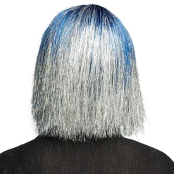 PERRUQUE CHEVELURE CRAZY LAMÉ BLEU ARGENT FEMME