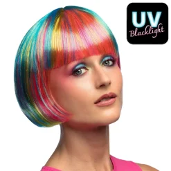 PERRUQUE COUPE CHEVEUX CARRÉ MÈCHES COLORÉES FEMME