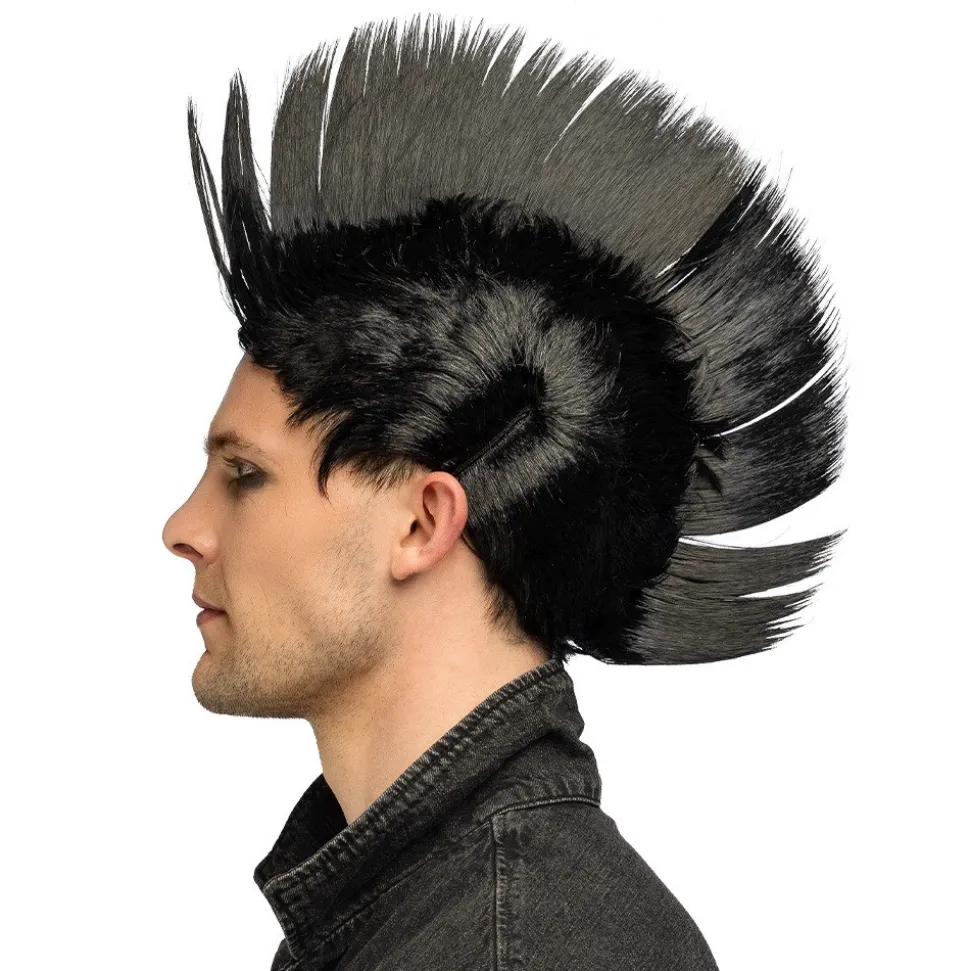 PERRUQUE CRÊTE PUNK NOIR ANARCHIE HOMME