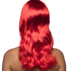 PERRUQUE GLAMOUR CHEVEUX LONGS ONDULÉS ROUGE FEMME