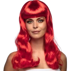 PERRUQUE GLAMOUR CHEVEUX LONGS ONDULÉS ROUGE FEMME