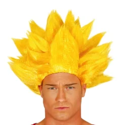 PERRUQUE GUERRIER SAMOURAÏ GOKU JAUNE ADULTE