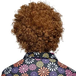 PERRUQUE HIPPIE GROOVE BOUCLES BRUN BANDEAU ADULTE