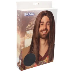 PERRUQUE JOHN LENNON CHEVEUX LONG CHÂTAIN HOMME