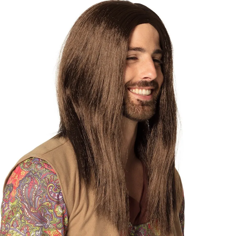 PERRUQUE JOHN LENNON CHEVEUX LONG CHÂTAIN HOMME