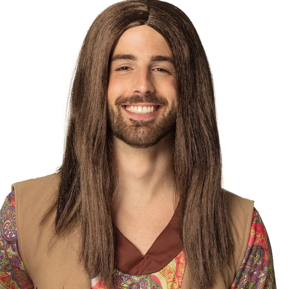 PERRUQUE JOHN LENNON CHEVEUX LONG CHÂTAIN HOMME