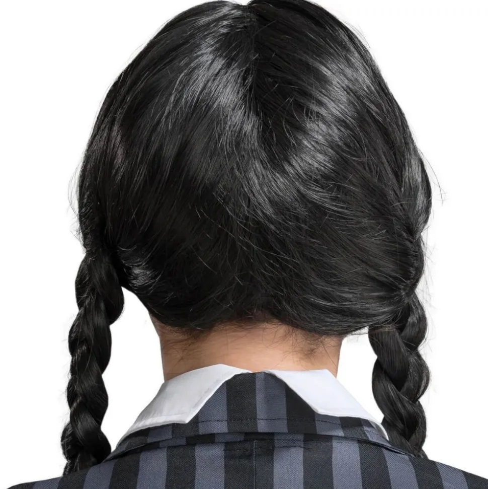 PERRUQUE MERCREDI ADDAMS TRESSES NOIRES FEMME