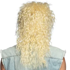 PERRUQUE ROCK SAUVAGE MÈCHES BOUCLES BLOND ADULTE