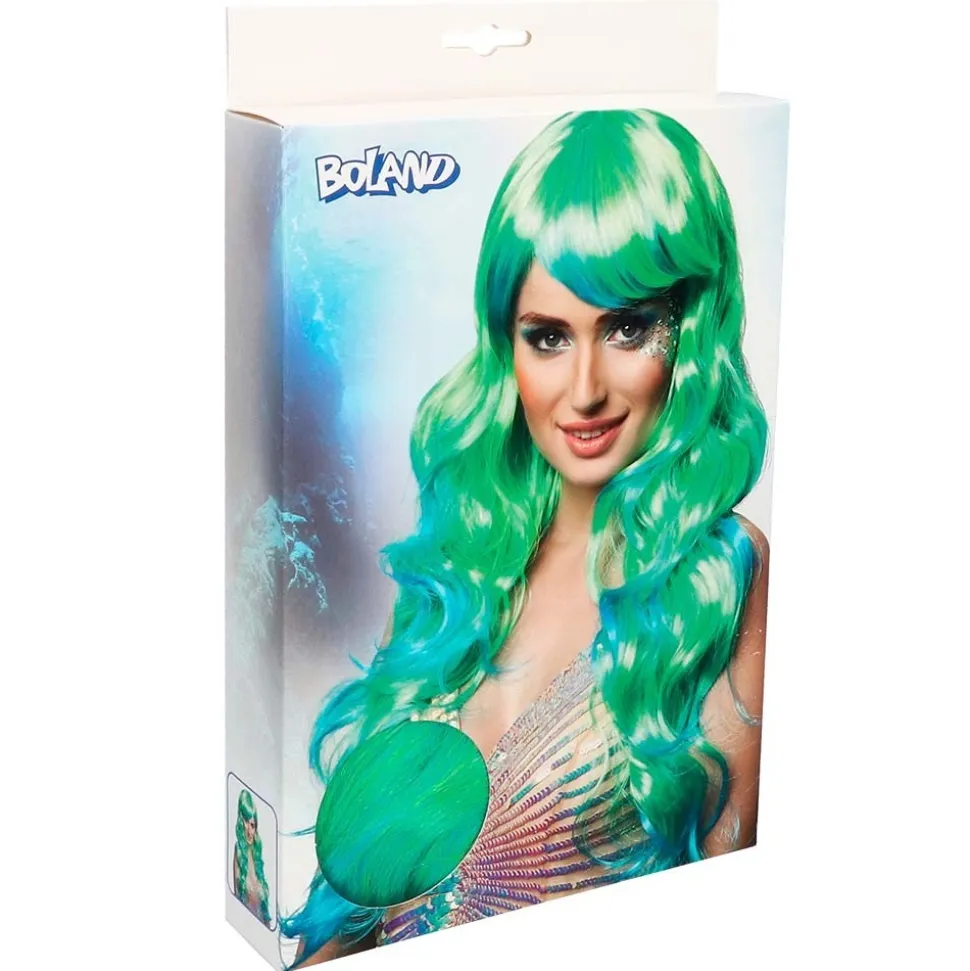 PERRUQUE SIRÈNE CHEVELURE LONGUE BLEU VERT FEMME