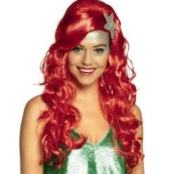 PERRUQUE SIRÈNE CHEVEUX ROUX ÉTOILE DE MER FEMME