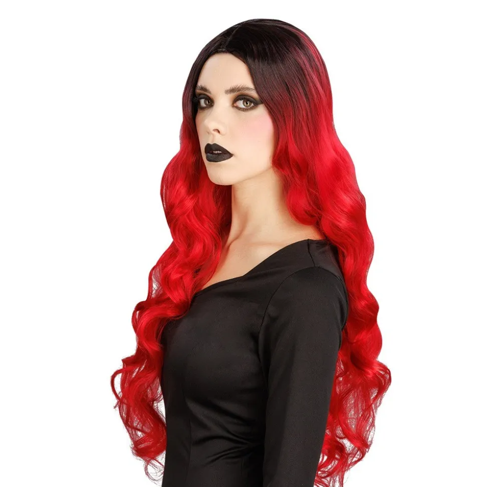 PERRUQUE SORCIÈRE GLAM CHEVEUX ROUGE OMBRE FEMME
