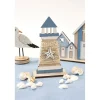 PHARE BOIS DÉCORATIF CORDE ÉTOILE MER 15.5X9X4CM