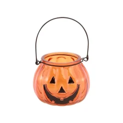 PHOTOPHORE CITROUILLE FRAYEUR VERRE 10CM ORANGE