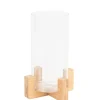 PHOTOPHORE VASE VERRE SOCLE BOIS CÉRES 14.5X22CM