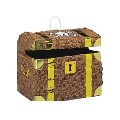 PIÑATA À CASSER COFFRE TRÉSOR 29X25X22CM MARRON