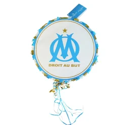 PIÑATA À TIRER ROND FOOTBALL OM 45CM BLANC
