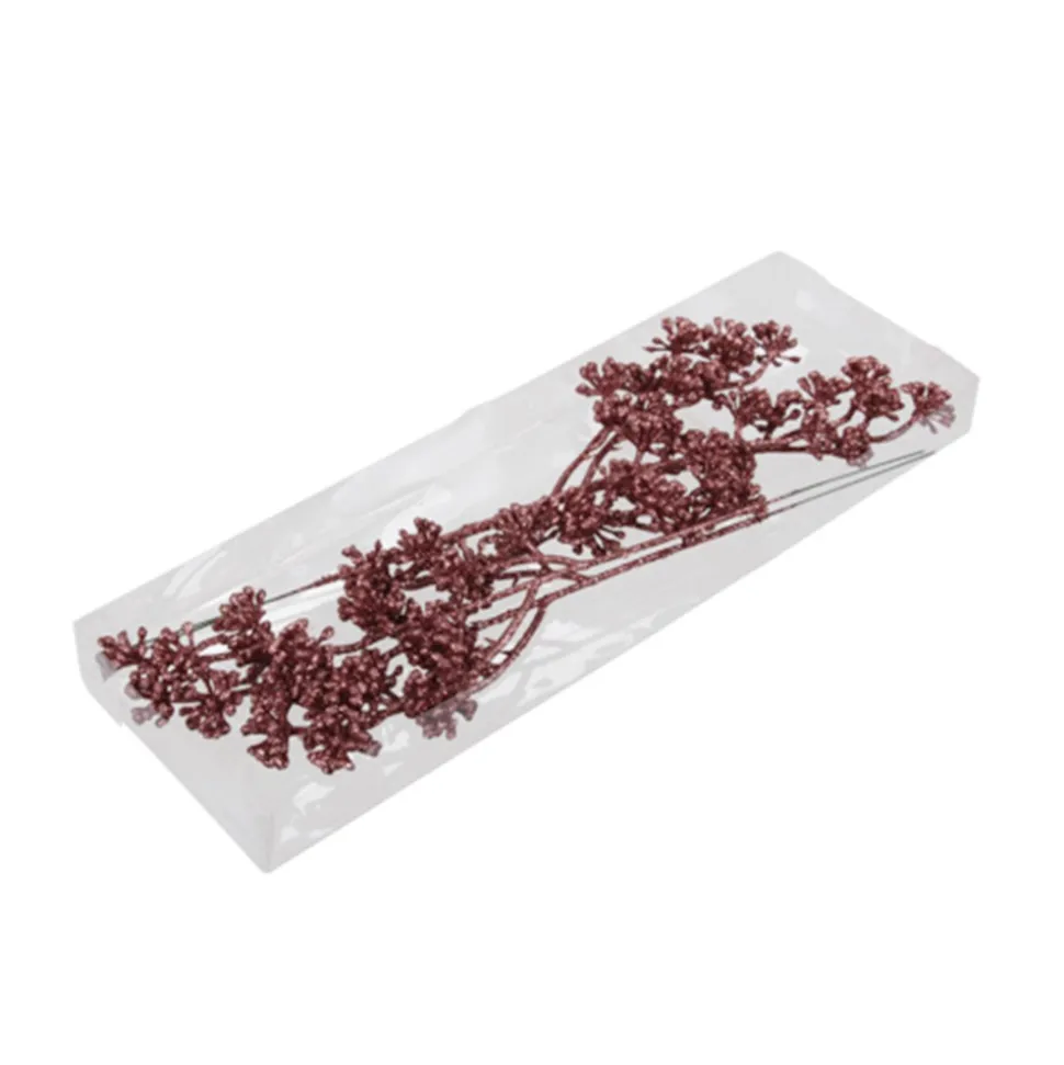 PIC FLEUR PAILLETÉE 25CM CORAIL