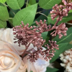 PIC FLEUR PAILLETÉE 25CM CORAIL