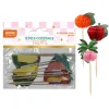 12 PICS COCKTAIL PAPIER ALVÉOLÉ FRUITS RETRO POP