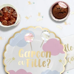 12 PICS DÉCORATIFS BOIS GENDER REVEAL BLANC