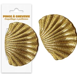 PINCE CHEVEUX PÉTONCLE PLAGE PAILLETTES OR