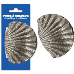 PINCE CHEVEUX PÉTONCLE PLAGE PAILLETTES ARGENT