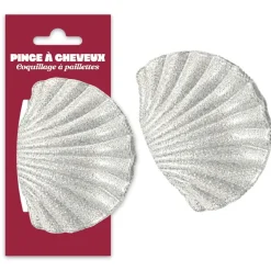PINCE CHEVEUX PÉTONCLE PLAGE PAILLETTES BLANC