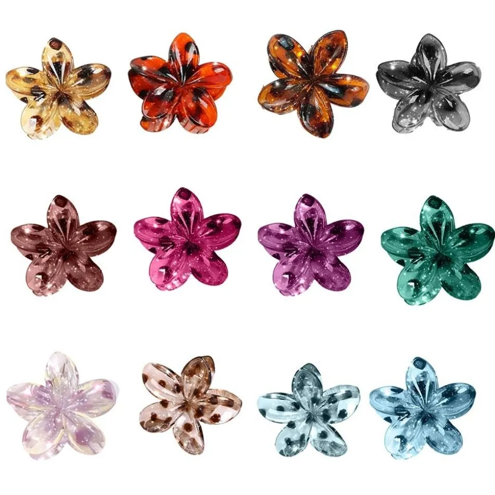 PINCE À CHEVEUX PVC FLEUR PAILLETTES LÉOPARD 7.5CM