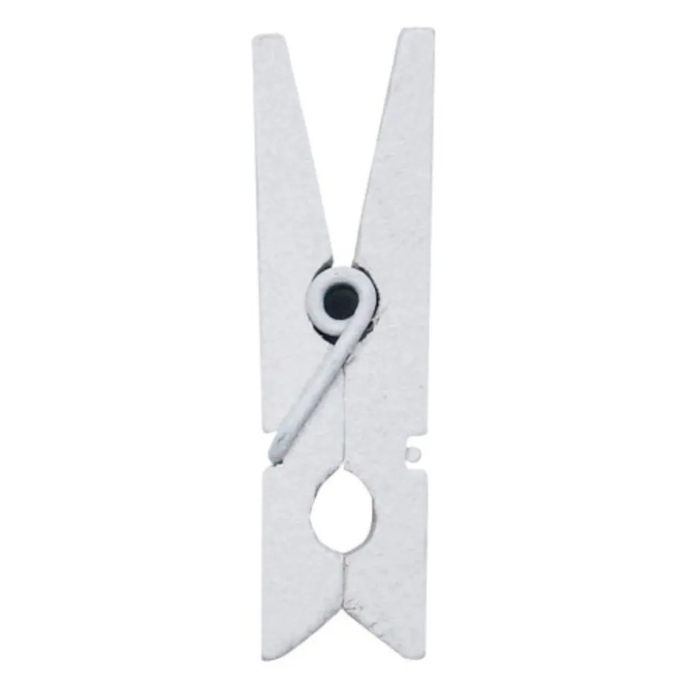 25 PINCES BOIS 3.5CM BLANC