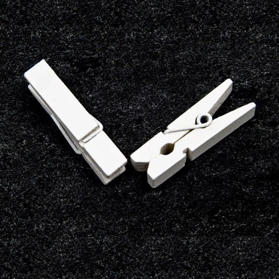 25 PINCES BOIS 3.5CM BLANC