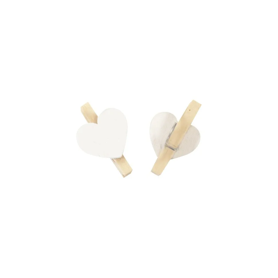 10 PINCES BOIS MOTIF CUR 2.6X1.7CM BLANC