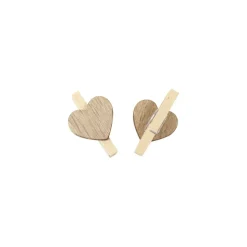 10 PINCES BOIS MOTIF CUR 2.6X1.7CM NATURE