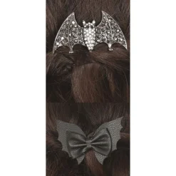 2 PINCES À CHEVEUX CHAUVE-SOURIS STRASS 6-9CM