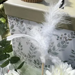 PIQUE PLUME VOLAILLE DÉCORATIF 9CM BLANC