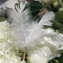 PIQUE PLUME VOLAILLE DÉCORATIF 9CM BLANC