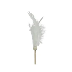 PIQUE PLUME VOLAILLE DÉCORATIF 9CM BLANC