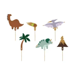 6 PIQUES CAKE TOPPER DINOSAURE JURASSIQUE 8-12CM