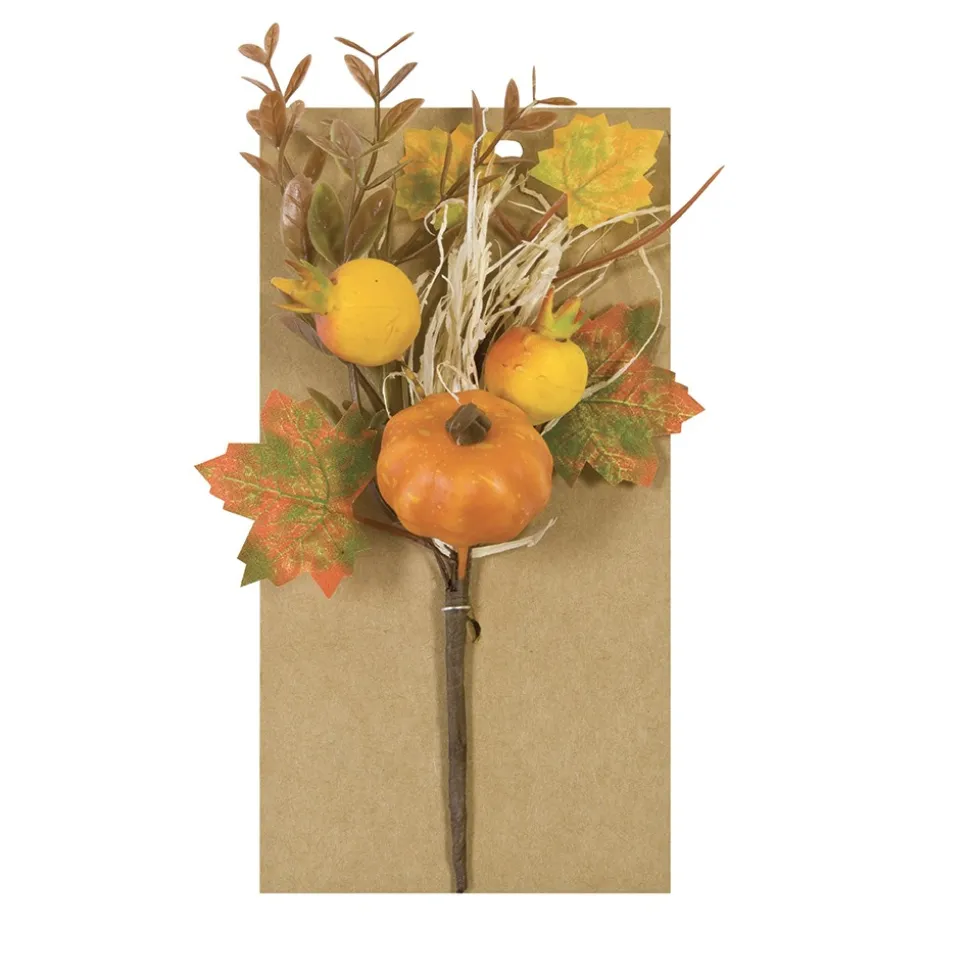 PIQUET CITROUILLE GRENADE FEUILLE 20X11X6CM ORANGE