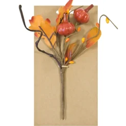 PIQUET CITROUILLES FEUILLES DE CHÊNE 19CM ORANGE