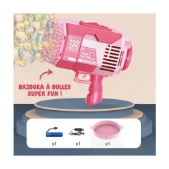 PISTOLET À BULLES DE SAVON BAZOOKA 25X26X13CM ROSE