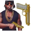 PISTOLET FACTICE STRASS BLING 25CM OR