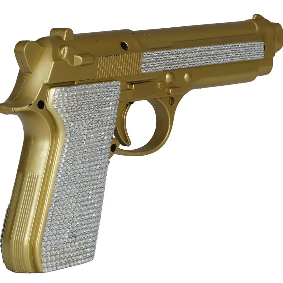 PISTOLET FACTICE STRASS BLING 25CM OR