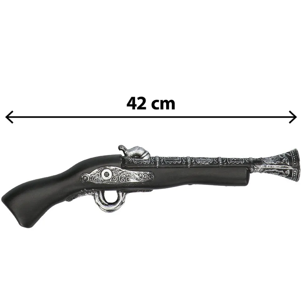 PISTOLET JEU PIRATE BARBE NOIRE 42CM