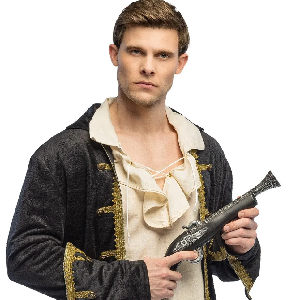 PISTOLET JEU PIRATE BARBE NOIRE 42CM